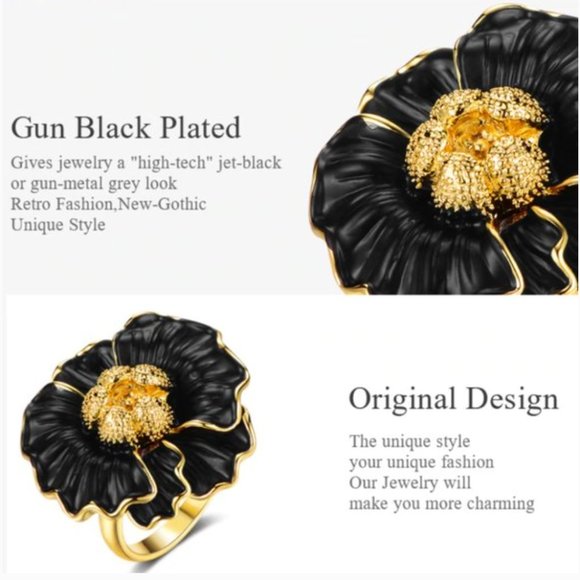 Sale Italian Jewelry Back Flower Ring - Picture 4 of 12